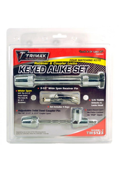 Trimax Locks TM5123 Trimax Keyed Alike Receiver & Universal Coupler Lock Set