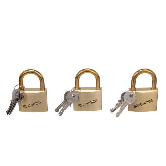 Seachoice 37331 2" Keyed-Alike Solid Brass Padlocks (3 Per Card)