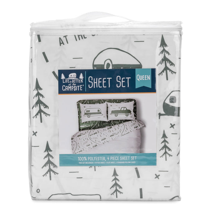 Camco 53476 Bed Sheets, Short Queen, Green Map