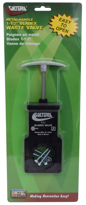 Valterra T1001VPM Bladex RV Waste Metal Handle Valve, Includes Hardware, 1-1/2"