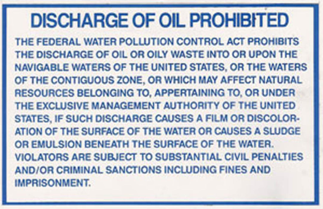 Bernard Engraving IL-204 Oil Discharge Label