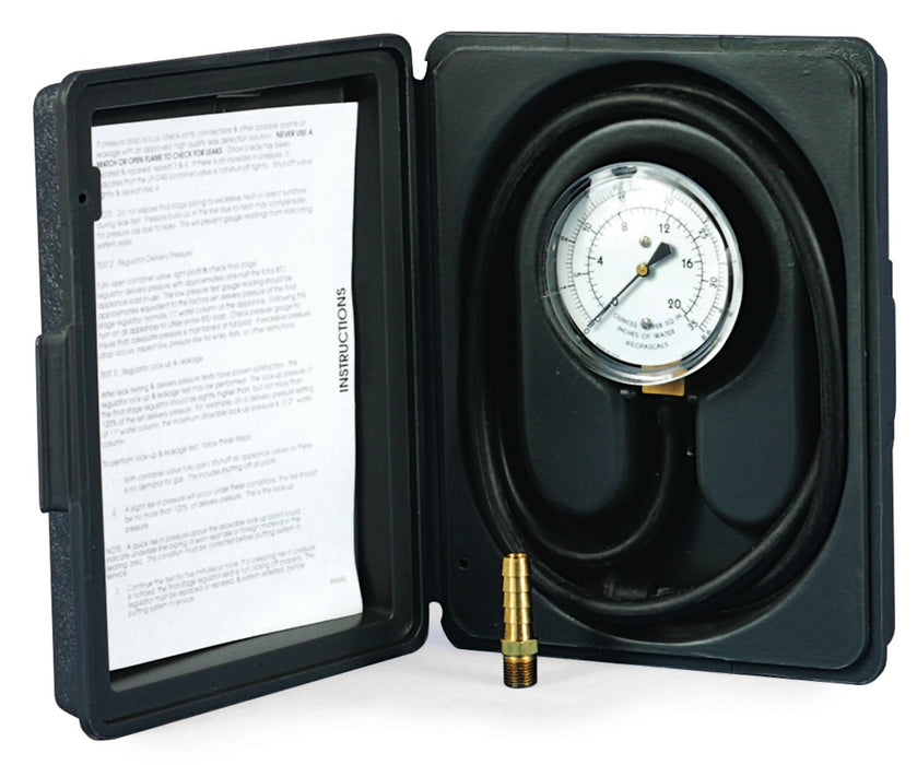 Camco 10389 Gas Pressure Test Kit (Includes Gauge, 30" Hose & Tap Fitting in Case)