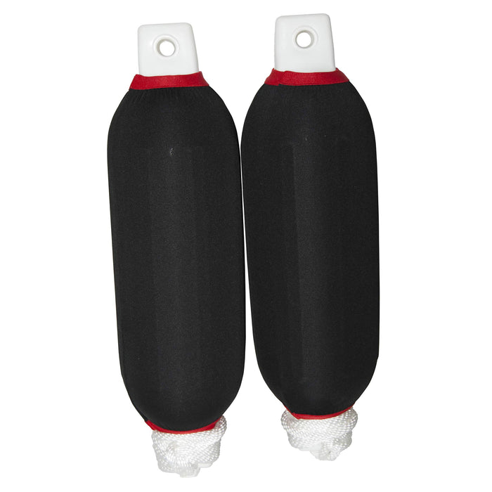 Dock Edge DE77331F Dolphin™ Twin Eye Fenders w/Lines & Covers, 6-1/2" x 23" White Fenders w/Black Covers, 2/pk