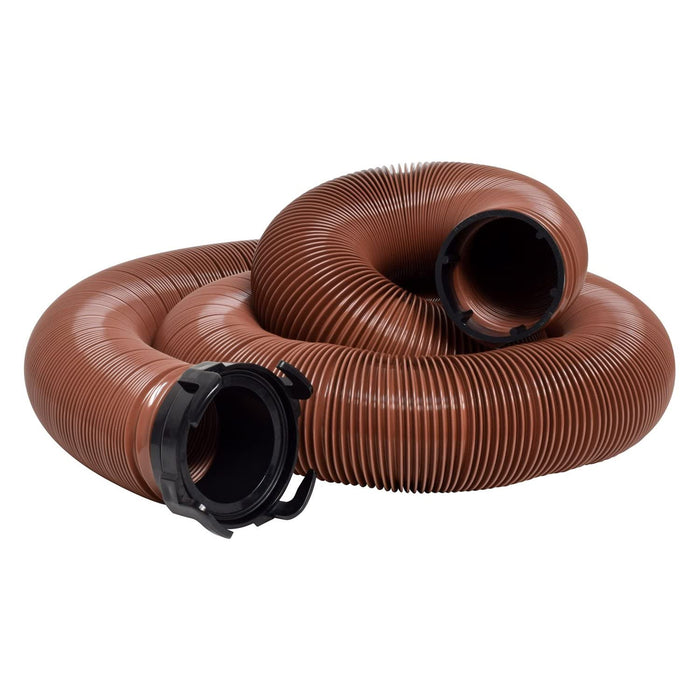 Valterra D04-0044 Bronze 20' E-Z Flush Heavy Duty RV Drain Hose & 3" Rotating, Bayonet Adapter