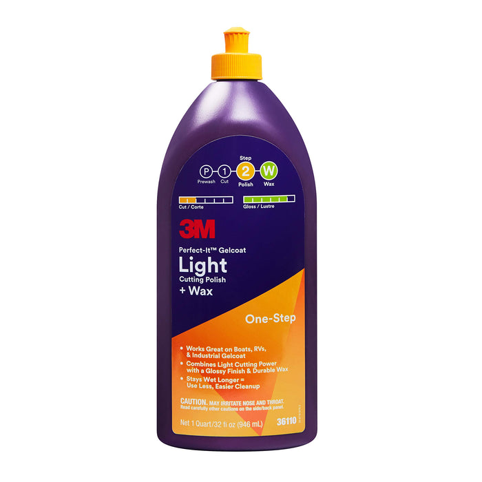 3M 36110 Perfect-It Gelcoat Light Cutting Compound/Wax, Qt.