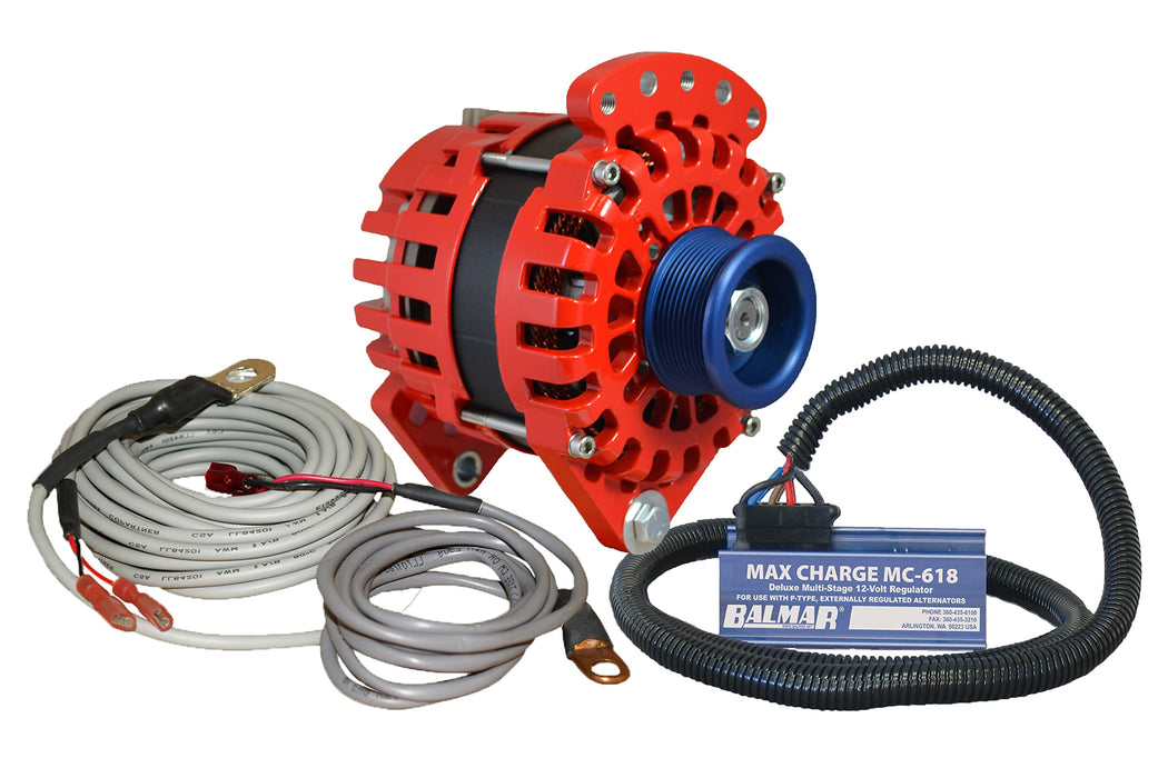 Balmar XT-DF-170-J10-KIT Alternator Kit 170A 12V, Dual Foot Saddle J10 Serpentine Pulley, Regulator, Temp