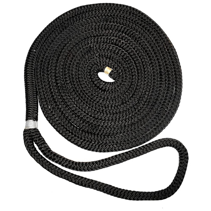 New England Ropes 50541200025 Double Braided Dockline, 3/8" x 25' Black