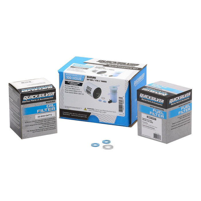 Mercury 8M0222308 Quicksilver 100 Hour Maintenance Kit, SuzukiDF150/175/150SS