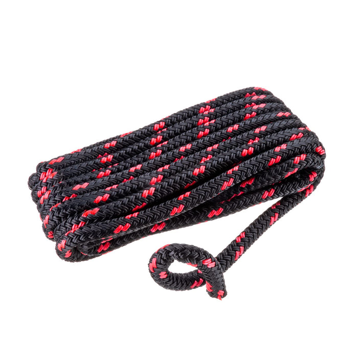 Seachoice 42431 Double Braided 100% MFP Dock Line 3/8" x 15' Black w/Red Tracer