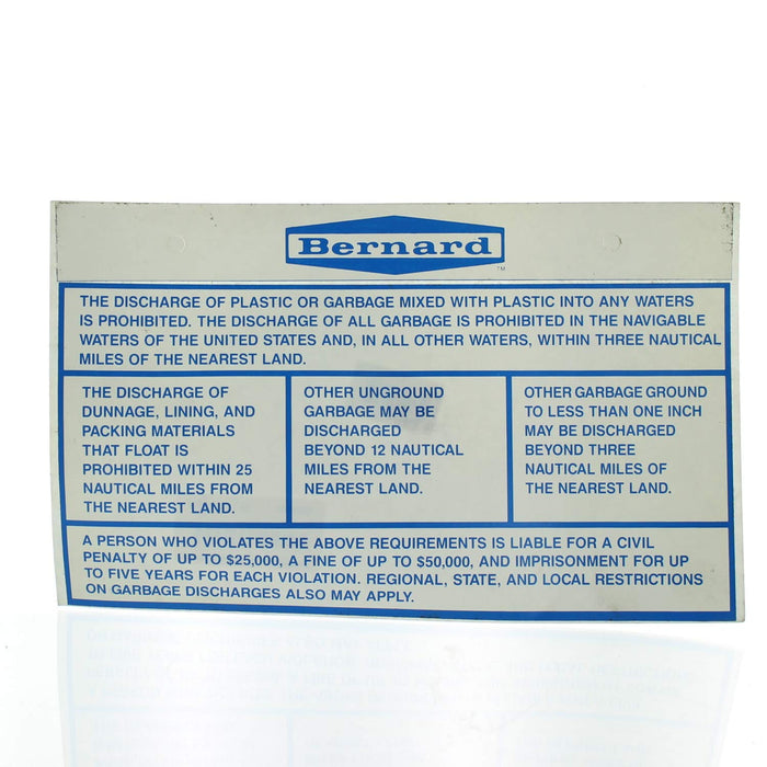 Bernard Engraving IL-227 Pollution Prevention Label