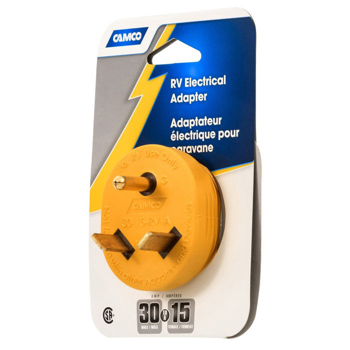 Camco 55233 Electrical Adapter, 30A Male, 15A Female