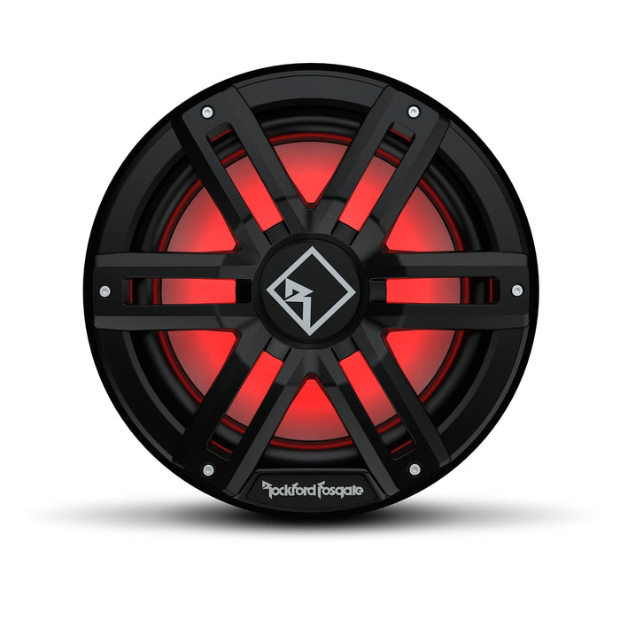 Rockford Fosgate M2D2-12IB Marine Subwoofer, DVC 2Ω Color Optix Infinite Baffle, 12" w/ Black/Stainless Grills