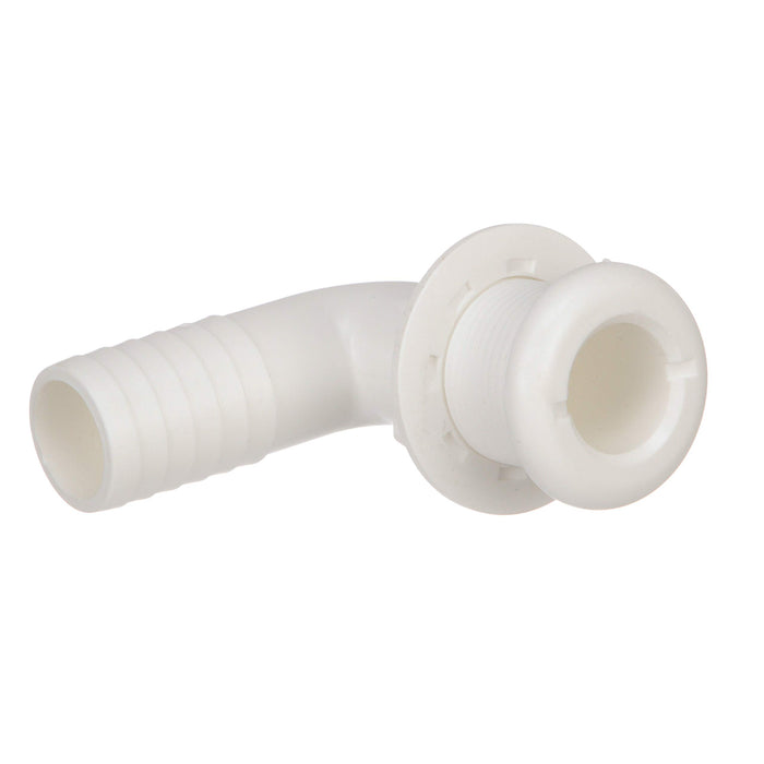Seachoice 50-18141 90-Degree Thru-Hull Connector, Fits 1-1/8 In. ID Hose, 1-1/8 In. Max Hull