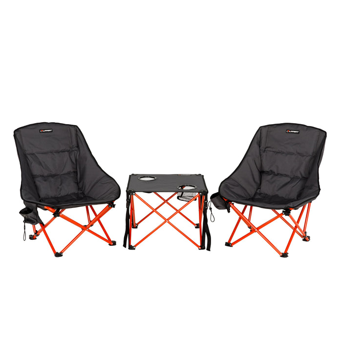 Lippert 2023053719 Baja Overlanding Chair & Table Set, Dark Grey/Red, 250lb Chair, 45lb Table, Compact Camping Set