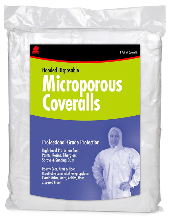 Buffalo Rags 68255 Microporous Disposable Coverall With Hood, XL