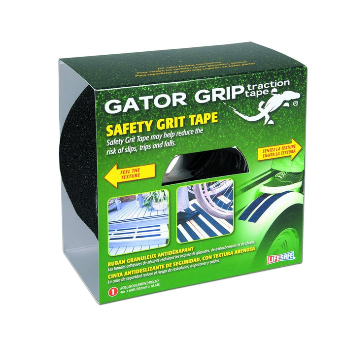 Lifesafe RE160 Gator Grip Anti-Slip Safety Grit Tape 4" x 60' Black