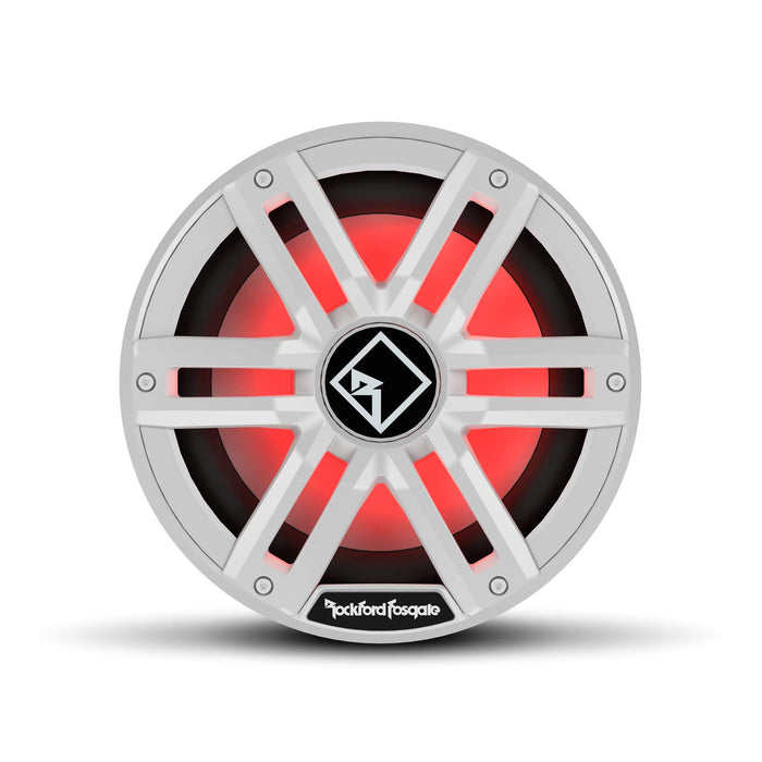Rockford Fosgate M2D4-10I DVC 2Ω Color Optix Infinite Baffle Marine Subwoofer, 10" w/ White & Stainless Grills