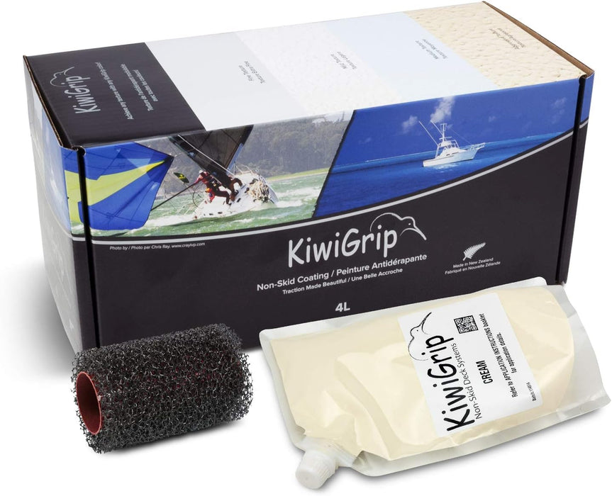 KiwiGrip Non-Skid Deck Coating with Roller, Durable, Non-Toxic, High-Traction Finish