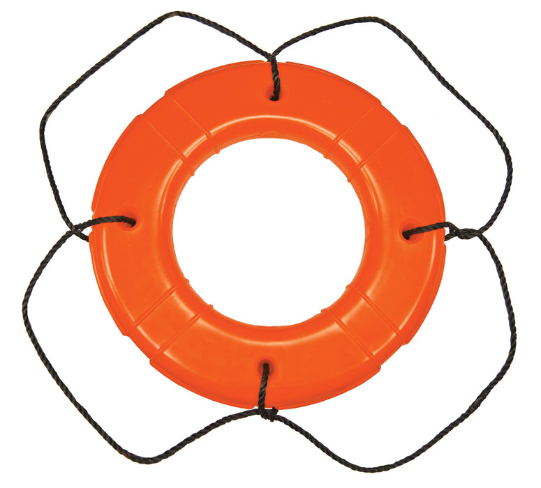 Taylor Made Products 569 Taylor Polyethylene Hard Shell Life Ring w/Black Rope, 24" Orange