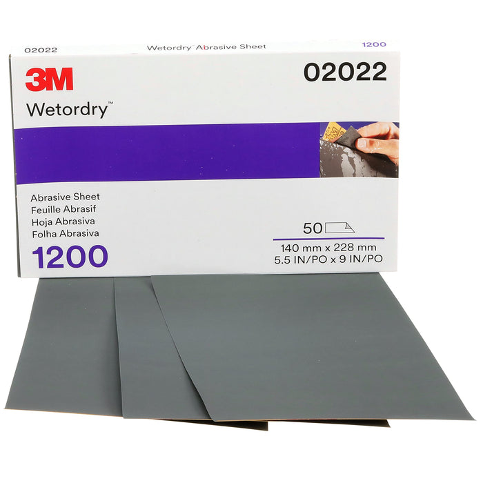 3M 2022 Imperial Wet Or Dry Paper Sheets, 5-1/2" x 9" Grade 1200 50/Pack