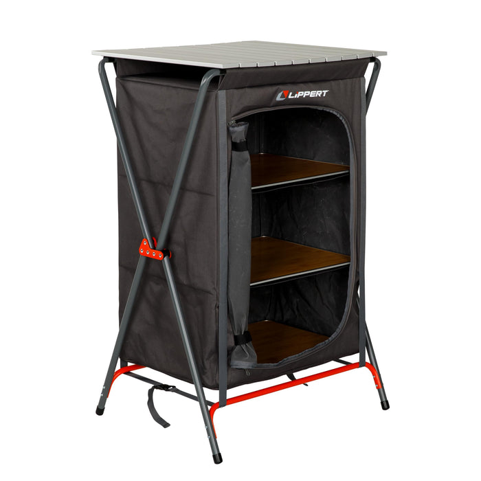 Lippert 2023053725 Camping Pantry Dark Grey, 25" x 22.4" x 4.3" Folded, 80 lbs.