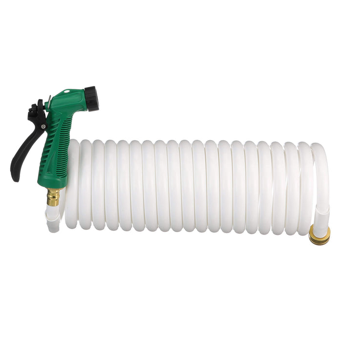 Seachoice 79691 25' White Poly Coiled Washdown Hose With Sprayer