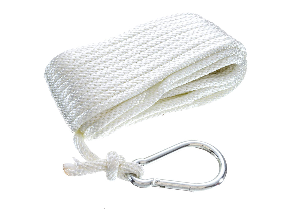 Seachoice 40231 Solid-Braid Nylon Anchor Line, White, 3/8" x 50'