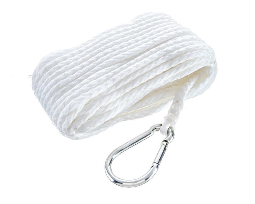 Seachoice 40201 Hollow Braid Polypropylene Anchor Line, White, 1/4" x 50'