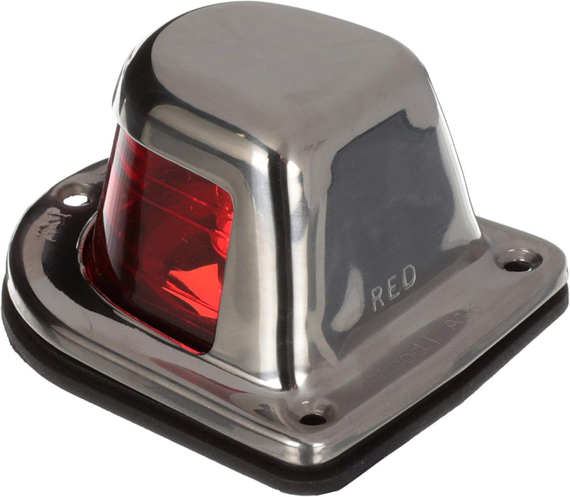 Attwood 1-Mile Deck Mount, Red Sidelight - 12V - Stainless Steel Housing