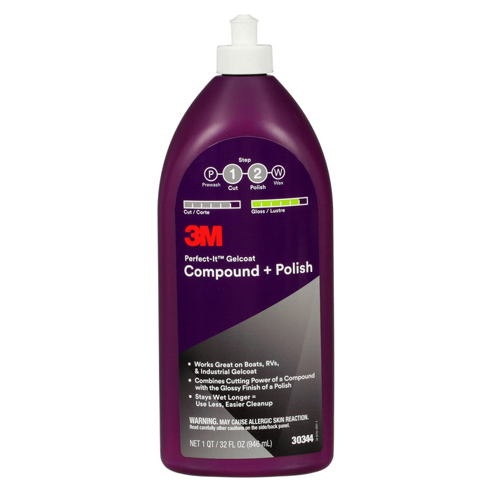 3M 30344 Perfect-It Gelcoat Compound + Polish, Quart