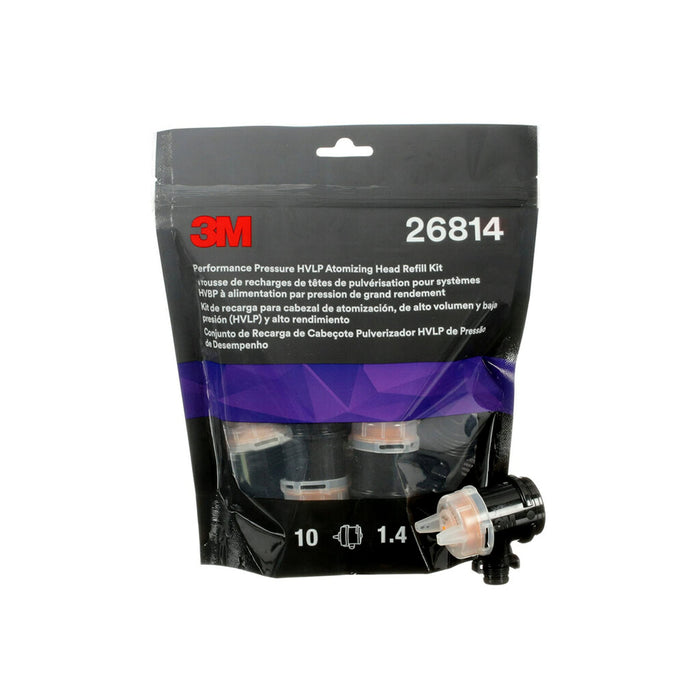 3M 26814 Performance Pressure HVLP Atomizing Head Refill Kit, 1.4 mm, Orange, 10/pk