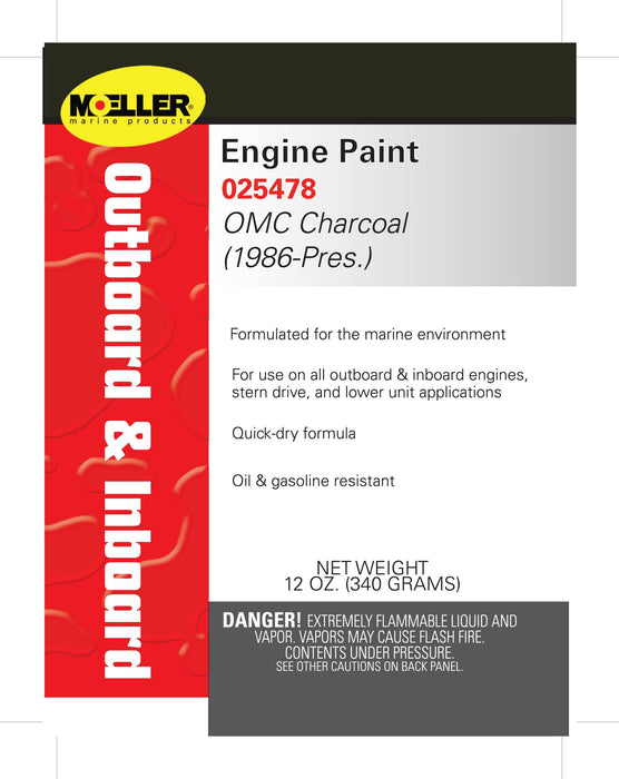 Moeller 25478 Engine Spray Paint, OMC Charcoal Non-Metallic 86