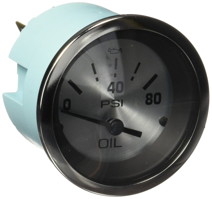 Sierra 63479P Sterling Series 2" Oil Pressure Gauge, SS Electric, 0-80 PSI Dial Range, Requires "C" Sender Code