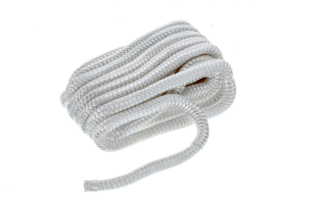 Seachoice Double-Braid Nylon Dock Line w/ Eye Splice, Pre-Shrunk, Heat Stabilized, 1/2 In. X 25 Ft., White
