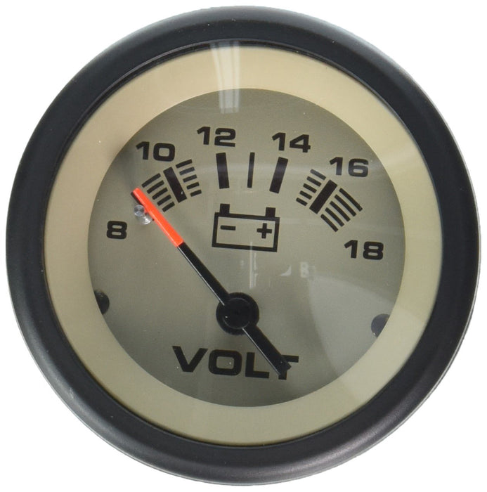 Sierra 59708P Sahara Series 2" Black & Tan 12V 8-18 VDC Voltmeter Gauge