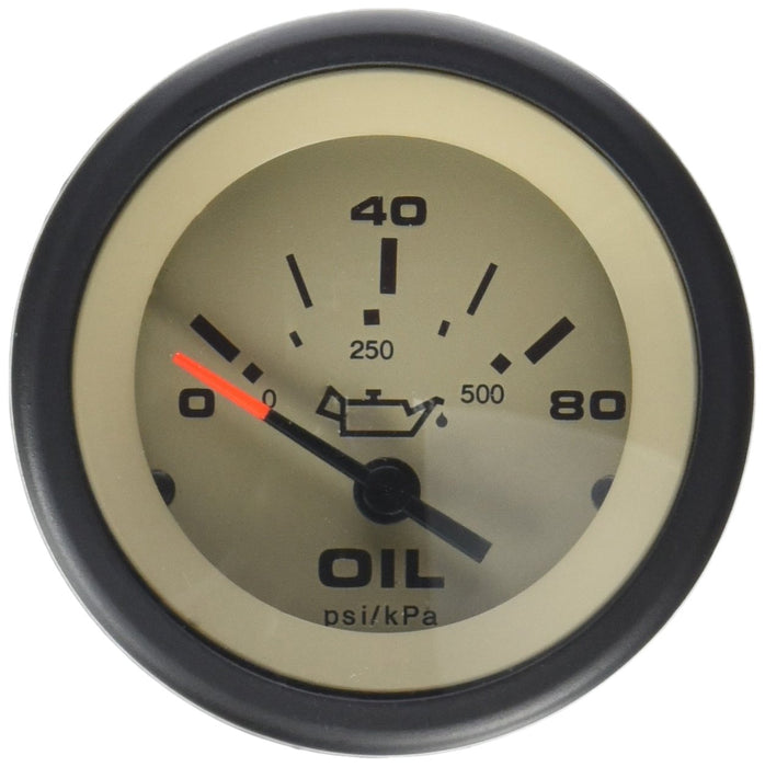 Sierra 59705P Sahara Series Oil Gauge, 2" Black & Tan, 0-80 PSI Dial, Requires "C" Sender Code