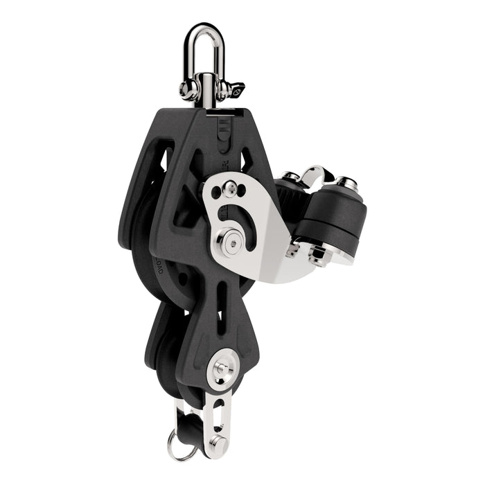 Lewmar 29925039BK 50MM Fiddle Block W/Cam & Becket, Black, 1/4" 3/8" Line