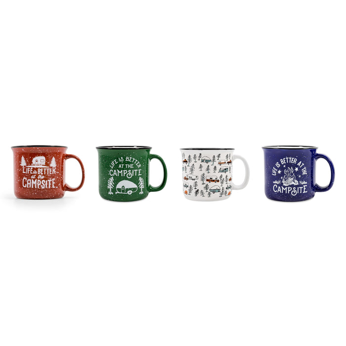 Camco 53357 Ceramic Mug, 14 oz., 4/pk, Assorted Colors