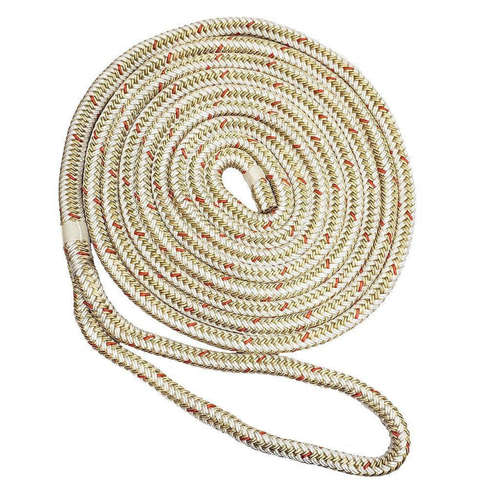 New England Ropes 50591600015 Double Braided Dockline, 1/2" x 15' White/Gold