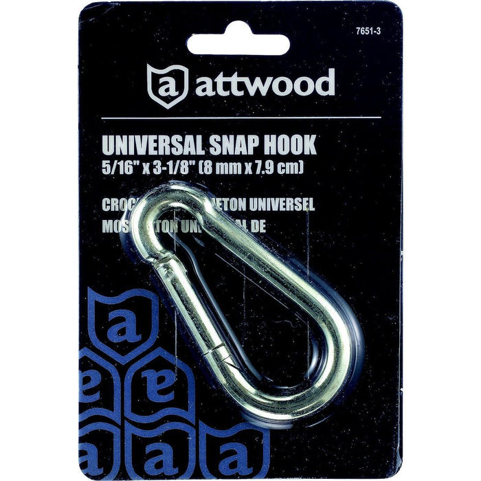 Attwood 7651-3 Zinc Plated Steel Universal Snap Hook