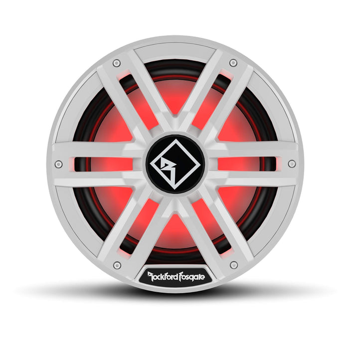 Rockford Fosgate M2D4-12I DVC 2Ω Color Optix Infinite Baffle Marine Subwoofer, 12" w/ White & Stainless Grills