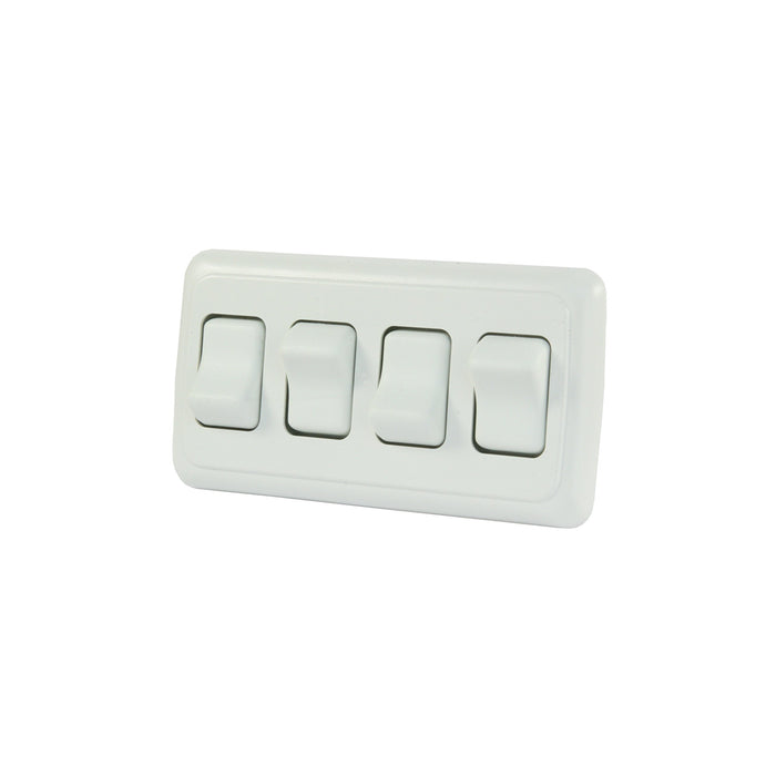 JR Products 12331 White Quad RV Rocker Switch Assembly with Bezel