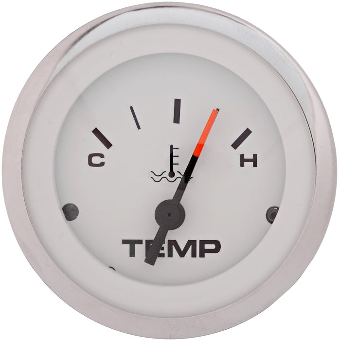 Sierra 65508P Lido Series 2" Water Temperature Gauge, White & SS, Outboard Electric Hot-Cold Dial, include Kit