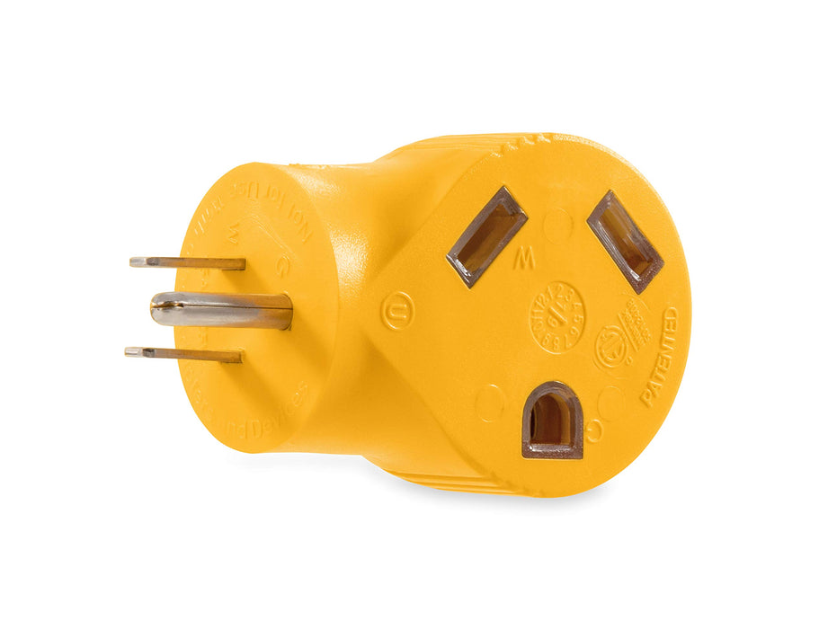 Camco 55325 90° Electrical Adapter, 15A Male, 30A Female