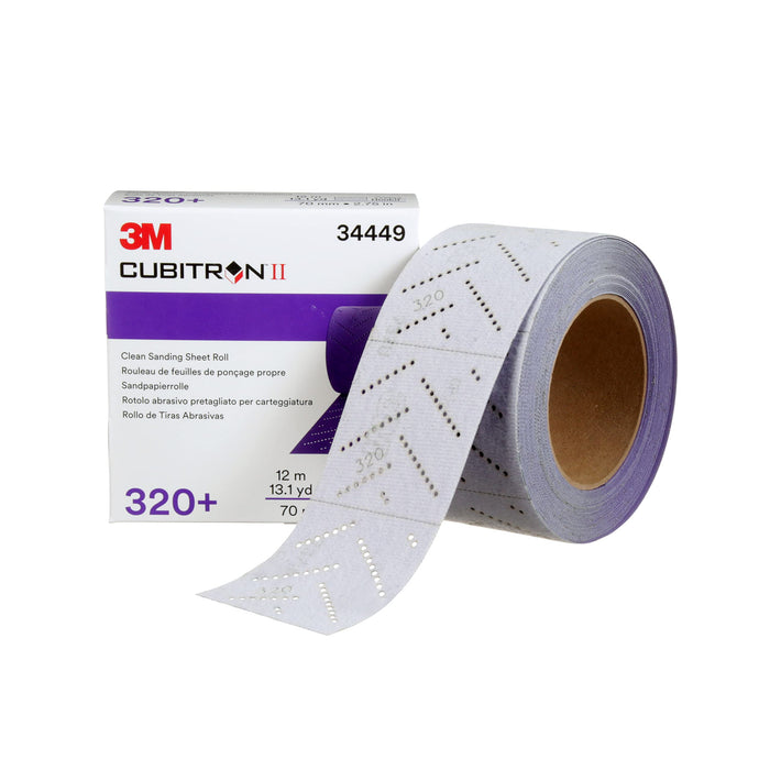 3M 34449 Cubitron II Hookit Clean Sanding Sheet Roll, 320 Grade, 2-3/4" x 13 yds.