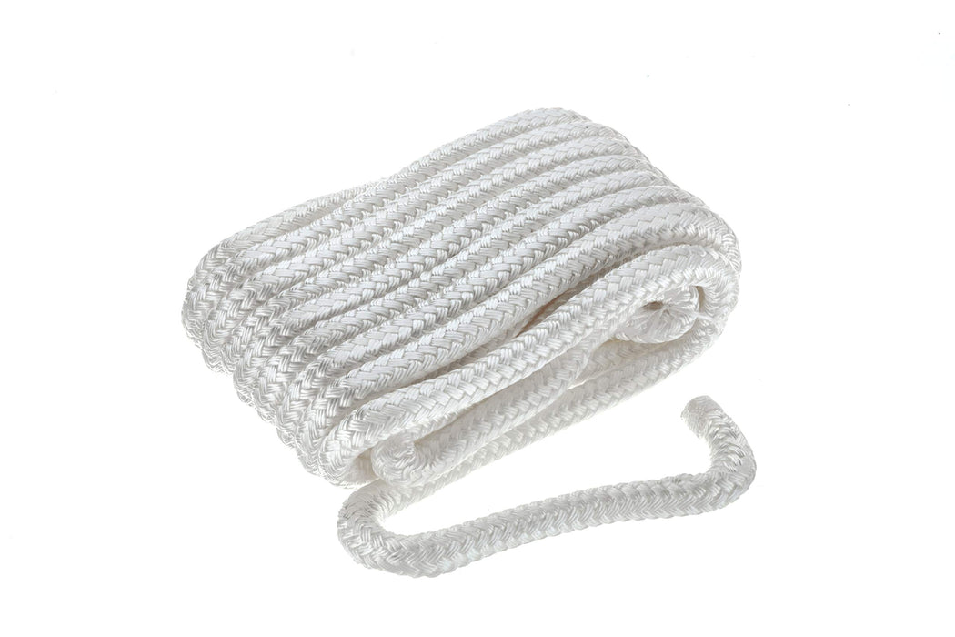 Seachoice 46951 Double-Braid Nylon Dock Line w/ Eye Splice, Pre-Shrunk, Heat Stabilized, 5/8 In. X 30 Ft., White