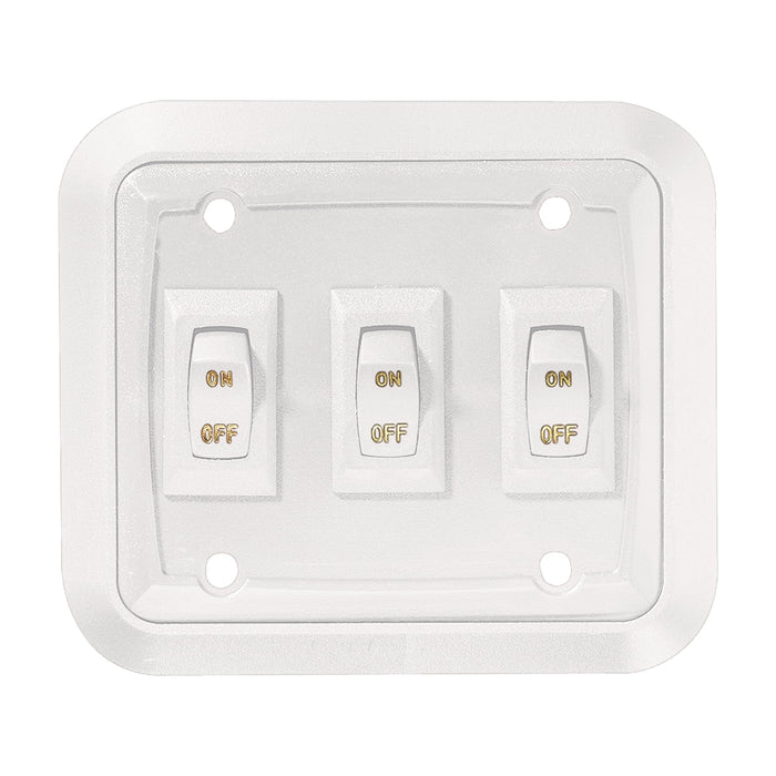 RV Designer S661 DC Triple Wall Switch in Plate, White