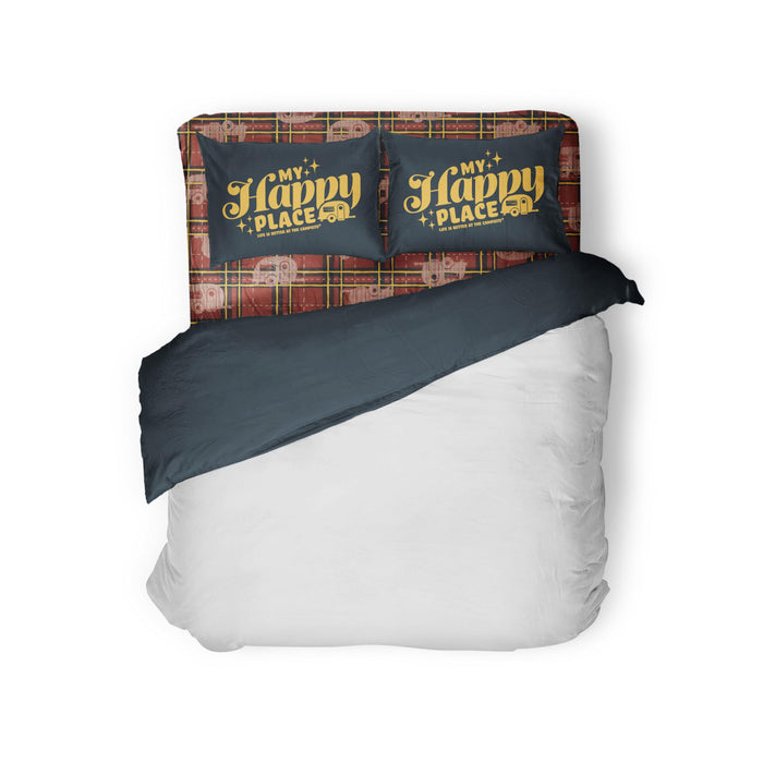Camco 53119 Bed Sheets, Short Queen, Red Plaid/Navy