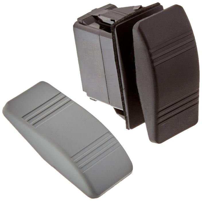Sierra RK19750TP Contura III Non-Illuminated Weather Resistant Rocker Switch, Mom On/Off/Mom On, Black & Gray
