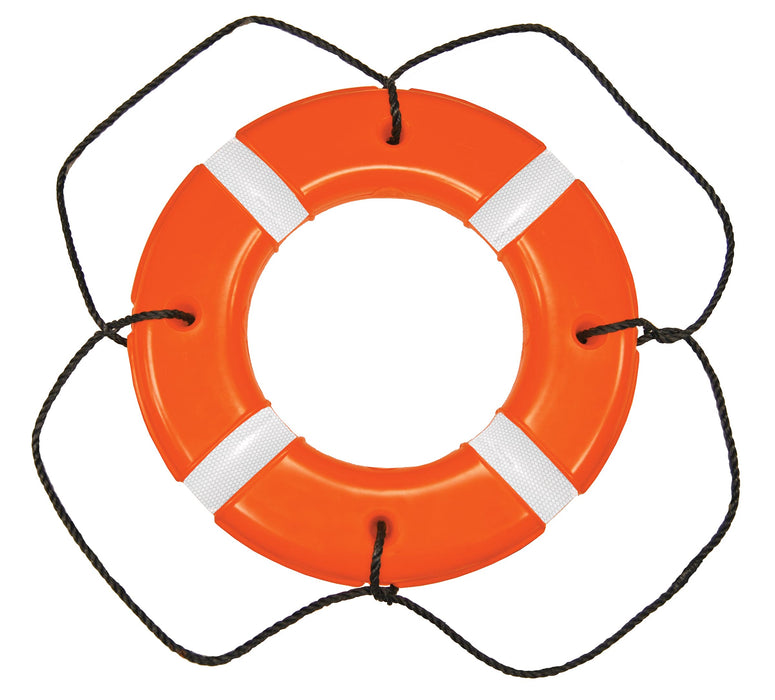 Taylor Made Products 571 Taylor Polyethylene Hard Shell SOLAS Approved Life Ring, w/Black Rope, 30" Orange